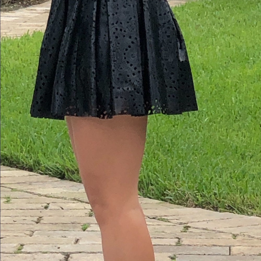 Alivia Simone inverted-pleat & faux leather skirt